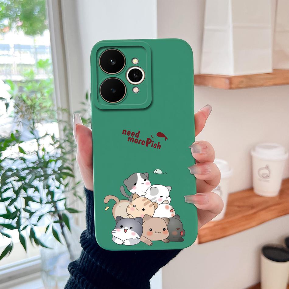 Cartoon Case For Realme 15 Pro Cute Dinosaur Liquid Silicone Lens Protection Back Cover Soft Phone Cases For Realme 15Pro 5G
