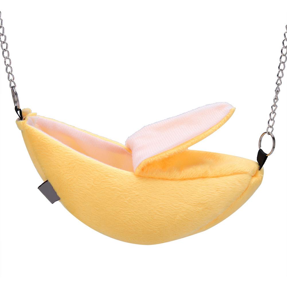 Hanging Pet Bed Velveteen Banana shaped Pet House for Hamster Hammock(Yellow)