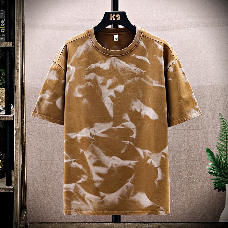 

Летняя футболка ручной работы тай-дай - Коллекция цветов дофамина L кофейный