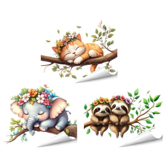 Adesivos Estáticos para Janela Animais Engraçados em Desenho Animado Decalque de Janela Reutilizável Adesivo Impermeável Removível para Quarto Escritório Casa Portas de Vidro Decoração de Janela