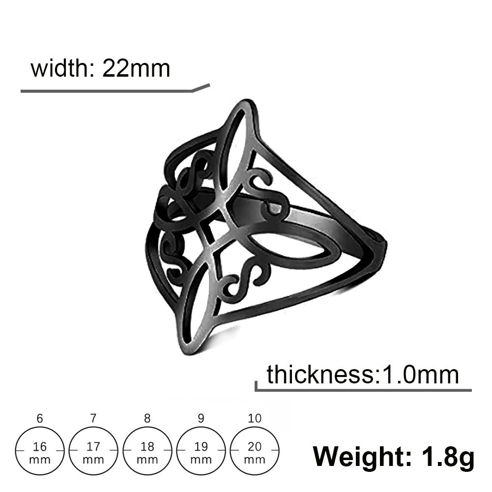 LIKGREAT Witch Knot Ring for Women Men Stainless Steel Wiccan Celtic Knots Witchcraft Good Luck Protection Amulet Jewelry Gift