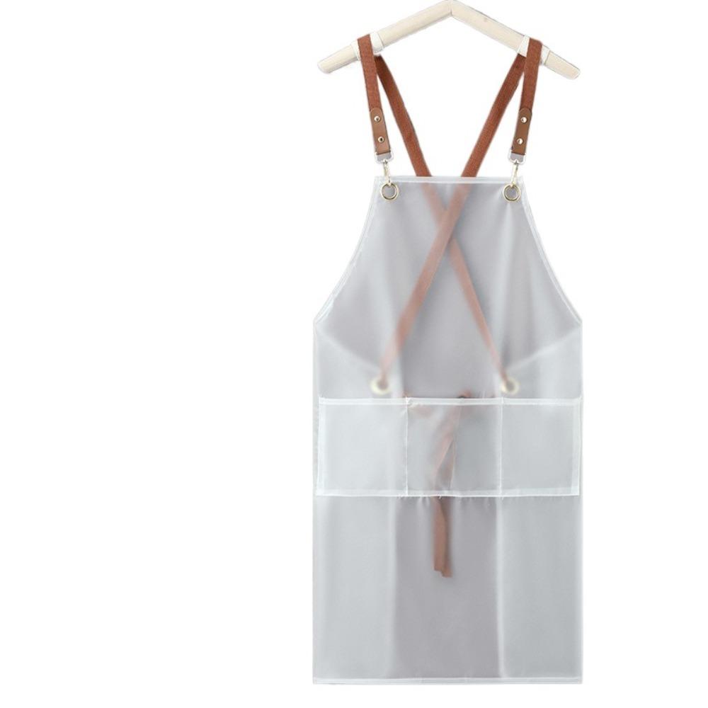 

Transparent Household Apron TPU Work Clothes Fashionable Cooking Aprons for Adults прозорий білий колір