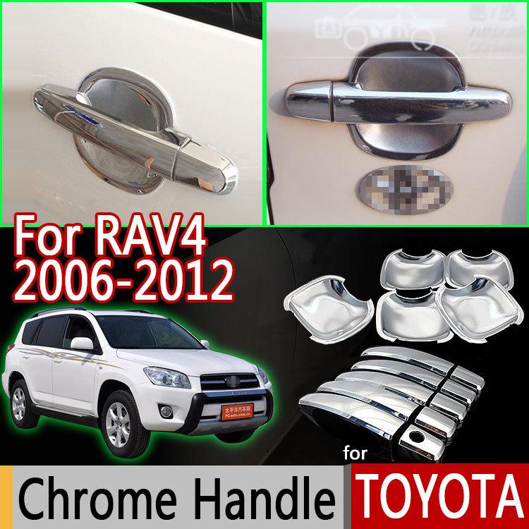 For Toyota Rav4 2006-2012 Chrome Door Handle Covers Trim for 5 Door Accessories Stickers Car Styling 2007 2008 2009 2010 2012