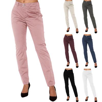 Hohe Taille, einfarbig, legere Anzughose, Damen, lässige Mode, Tasche, gerade, dünne Hose