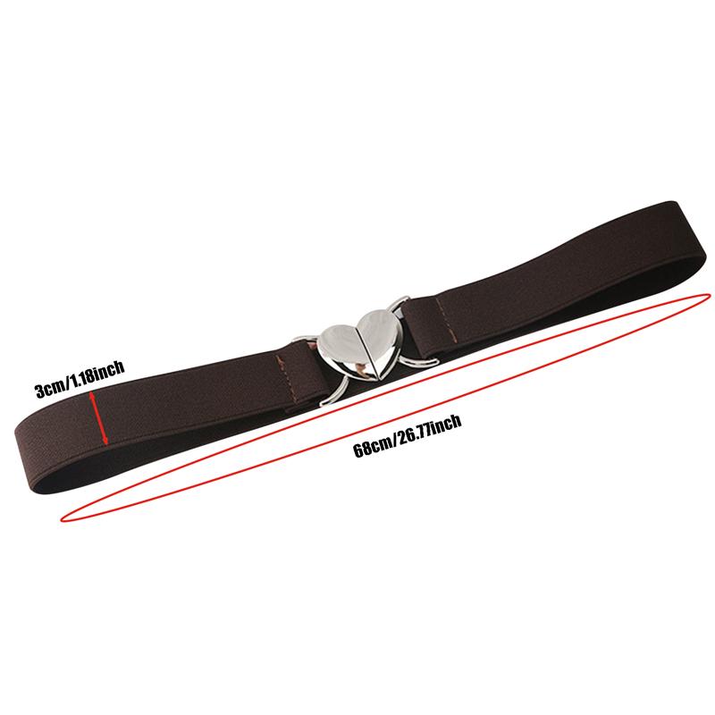 Women Elastic Belts Love Heart Metal Buckle Waist Dress Coat Sweater Decorative Elegant Exquisite Waistband Accessories