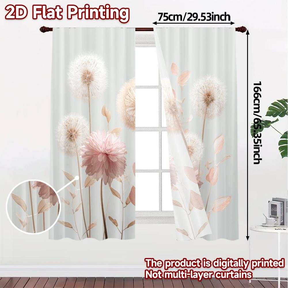 2pcs, 2D FLAT PRINTING Curtains (Without Rod) Blossom Harmony(1) Modern Curtains Versatile 100% Polyester Curtains All Seasons