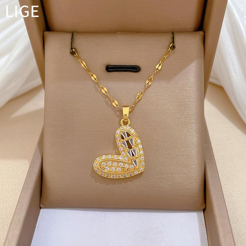 Guochao Slightly Inlaid Empty Love Accessories Live Broadcast Court Style Full Of Diamonds Inlaid With Luxury Necklaces