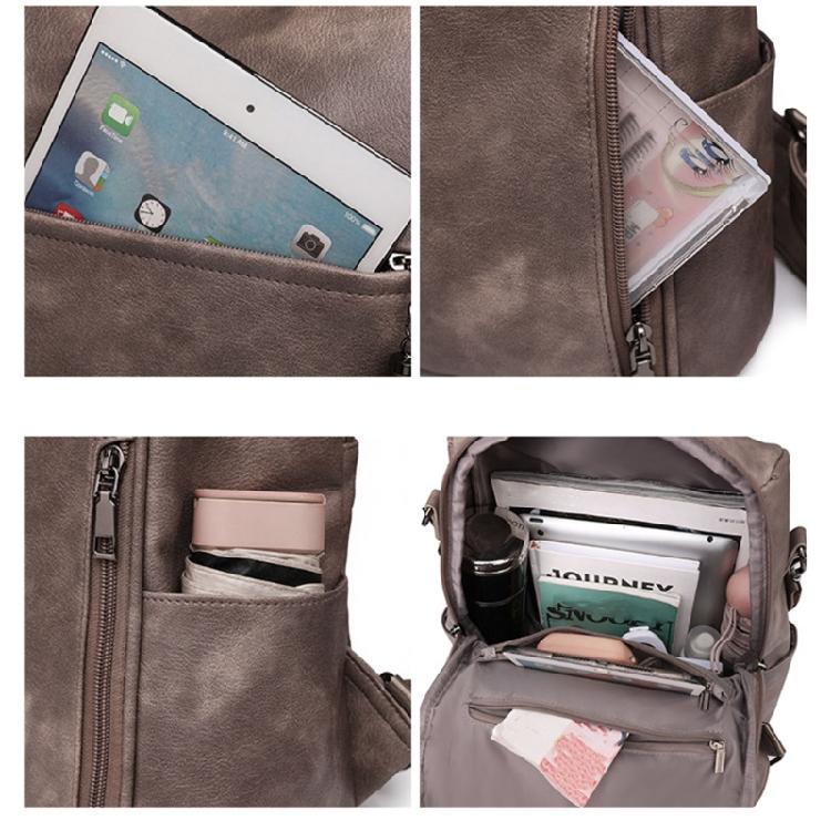 Women PU City Backpack Student School Bookbags Large Capacity Travel Backpacks