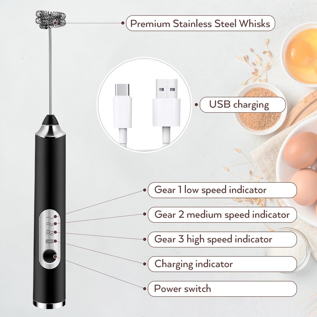 Electric Mixer Egg Whisk Drink Beaters Coffee Maker Charge Plastic Baby Manual Espresso