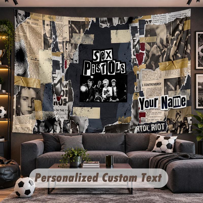 Wall Hanging Tapestry Custom NameSex Pistols Pattern Personalized Printed Fabric Wall Decor