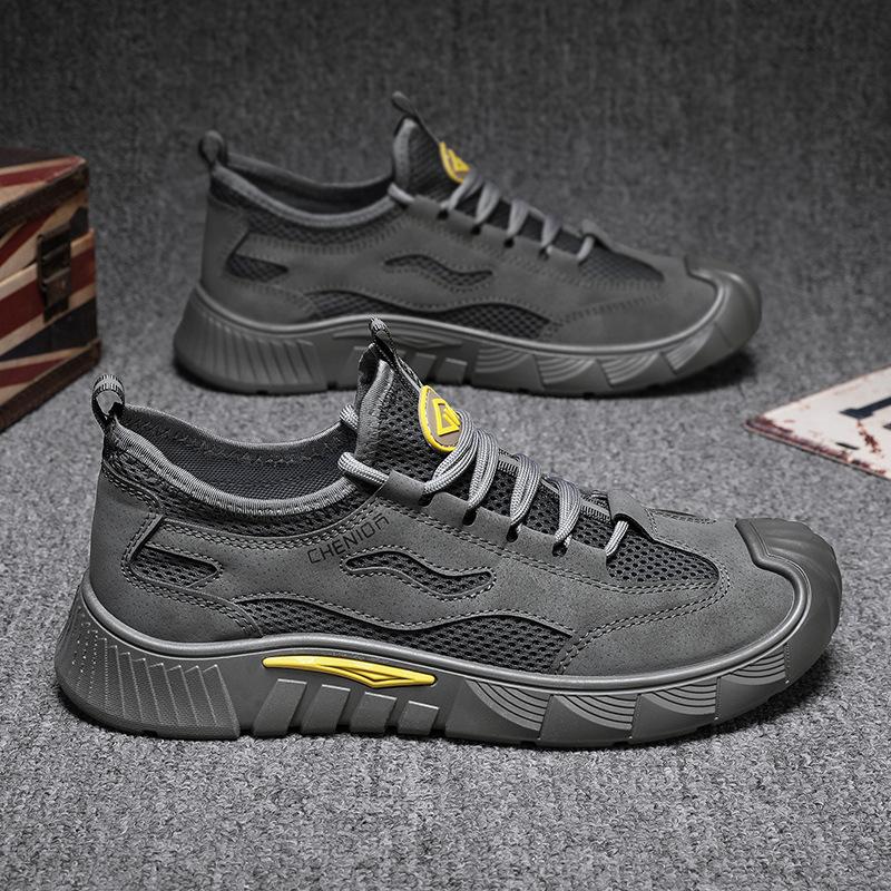 Men's Shoes Spring New Mesh Breathable Casual Labor Insurance Shoes Fashionable Versatile Construction Site Work Shoes Dirt-resistant Mesh Shoes