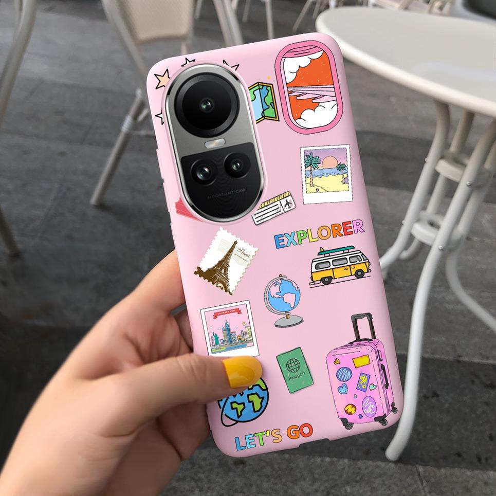 Case For Oppo Reno10 Pro Global Version Cover Bumper For Reno 10 10Pro 5G CPH2531 CPH2525 Soft TPU Capa With Cartoon Print Etui