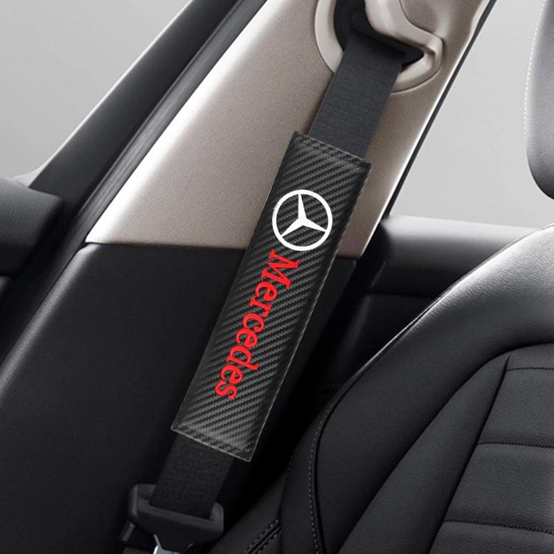 DAR4 2Pcs Car Seat Belt Pad Safety Belt Shoulder Cover Protection For Mercedes Benz W210 W211 W212 W221 W222 A C E G S R CLS CLA CLK