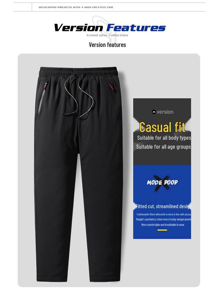 2024 Men's Windproof Warm Plush Cotton Pants for Autumn and Winter