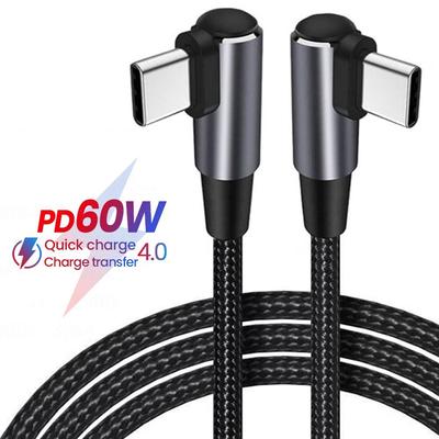 60W PD Fast Charging Line USB C To USB Type C Cable Right Angle Wire 90 Degree Data Cable For Laptop Mobile Phone