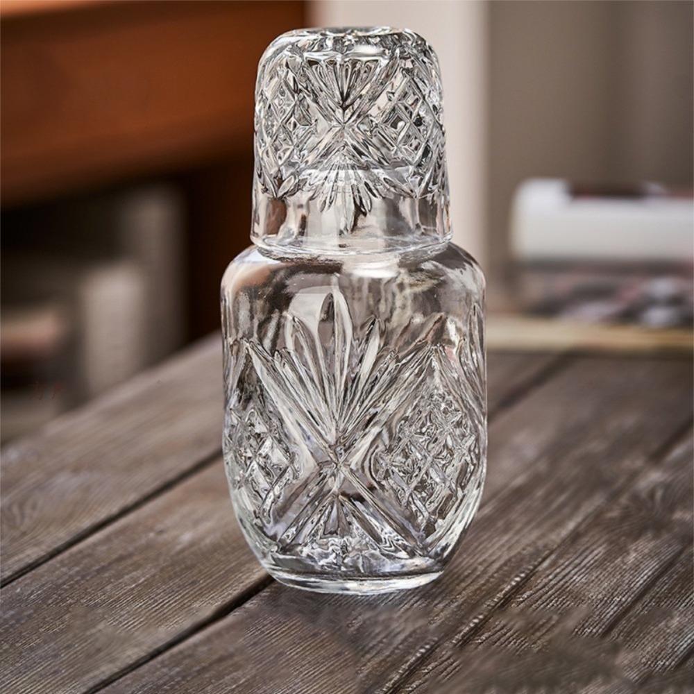 With Cup Glass Water Bottle Transparent Cold Pitcher Household Water Jug Afternoon Tea