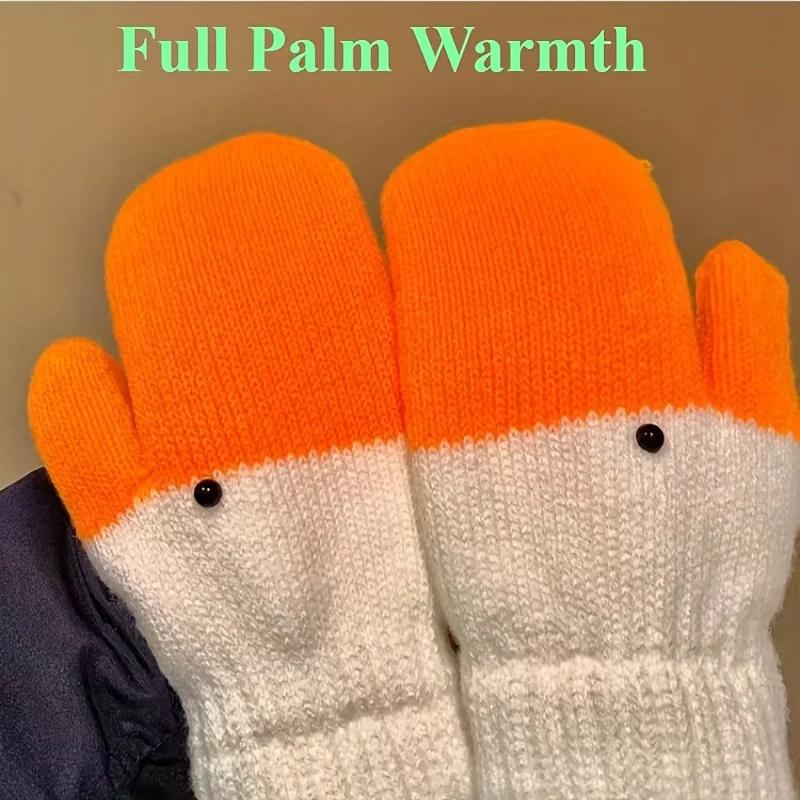 1 Pair of Funny and Cute Big Goose Handmade Mitten-like Gloves for Women,Thickly Lined and Warm Suitable  for Students in Winter