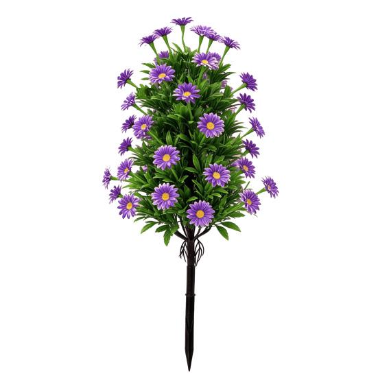 

Artificial Flower with Ground Spike Outdoor Faux Wildflower Bushes UV Resistant Fake Topiary Bouquet for Home Garden Yard Patio темно-фіолетовий колір