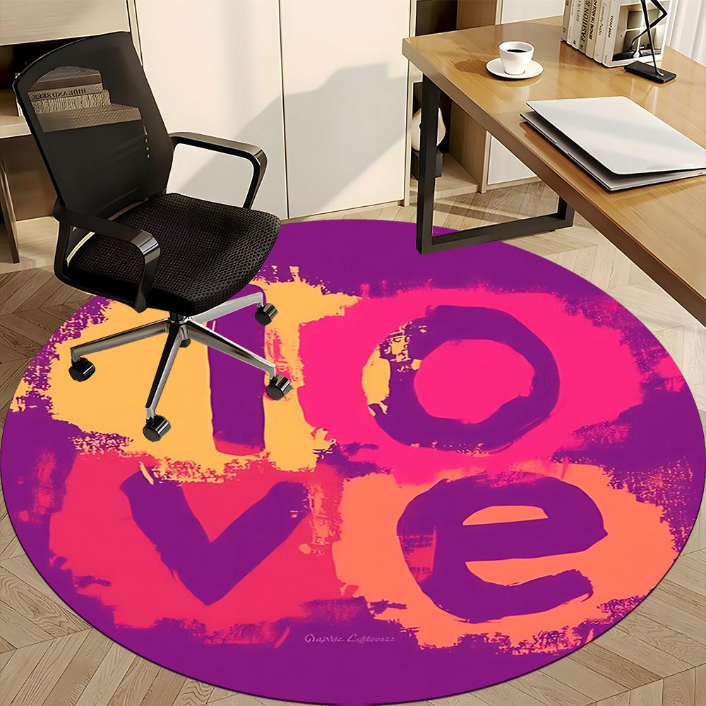 1pc Love Office Round Rug, Carpet for Office, Gaming, Lightweight Round Floor Mat Yy260205028