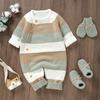 Winter Baby Strampler Kleidung Warm Strick Gestreiften Strampler Jungen Mädchen Overalls Herbst Ein Stück Herbst Infant Unisex Playsuits