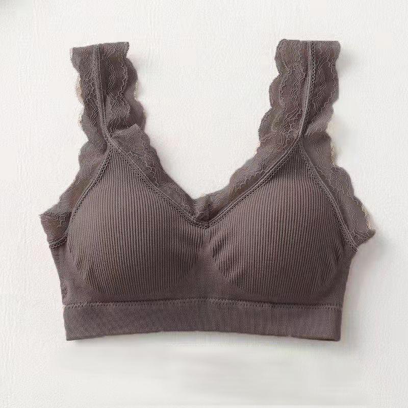 Women's Sexy Lace Wrapped Chest Push Up Bra Top Beautiful Back Underwear Tube Top Wear Anti-glare Sports Underwear No Steel Ring Gather Chest