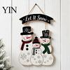 Vintage Style Seasonal Home Accents Christmas Wooden Hanging Sign, Rustic Holiday Wall Decor with Santa Claus Door Hanger Reindeer And Snowman