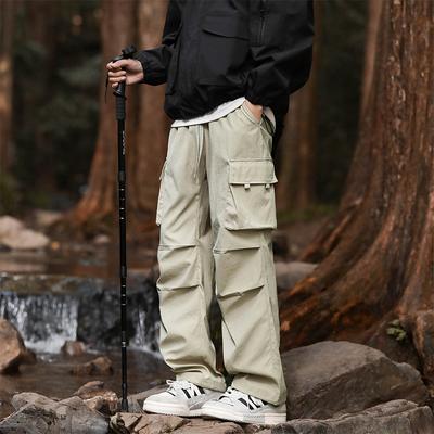 Men's Work Pants Spring New Loose Multi-pocket Casual Pants Quick Dry Pleated Paratrooper Rushing Outdoor Wide-legged Pants