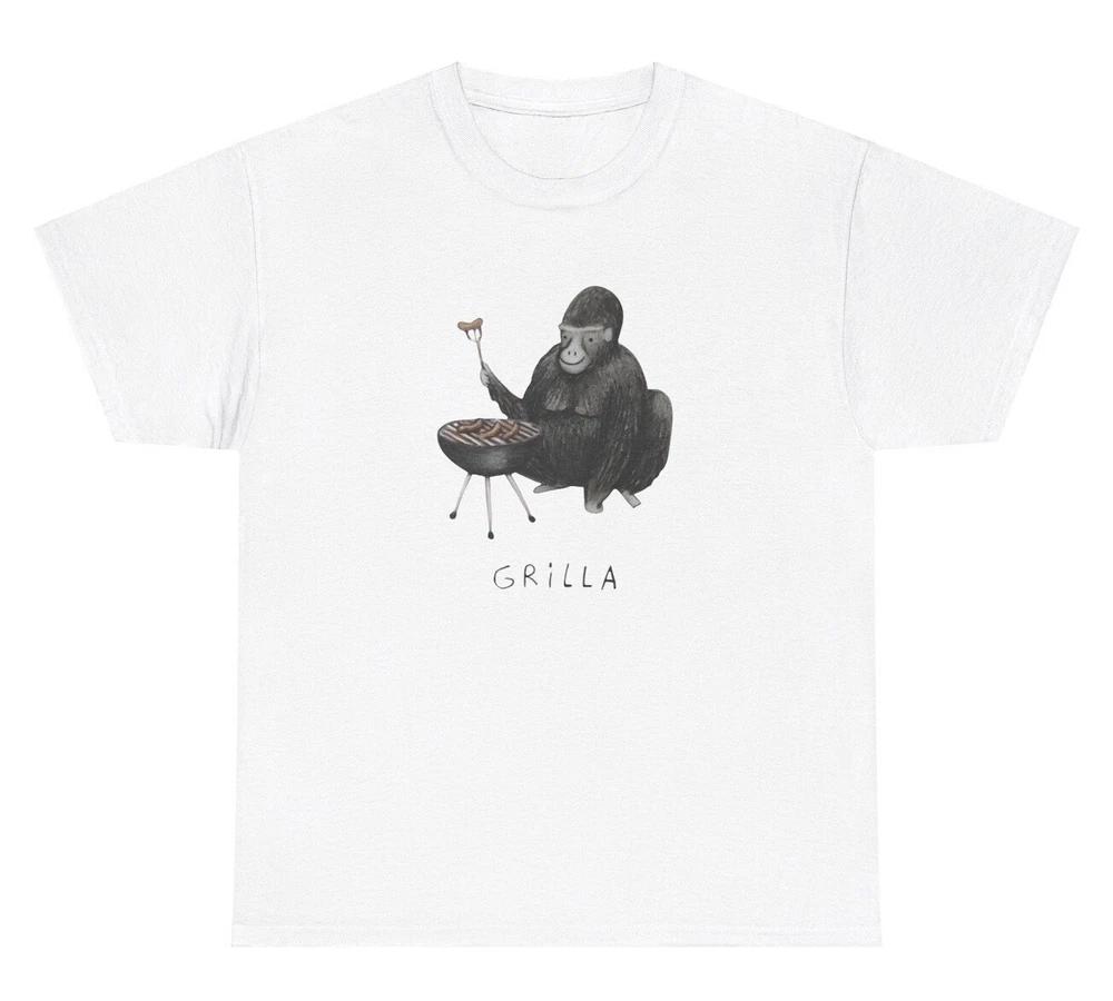 Gorilla T Shirt Funny Cringe Gorilla Grilling Weirdcore Humor Cursed Gift Tee S