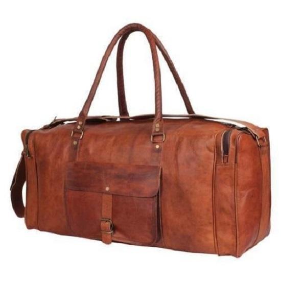 Braune Herren-Reisetasche aus echtem Ziegenleder, 61 cm, Reisegepäck, Reisetasche, Fitnessstudio, Übernachtungstasche, neu