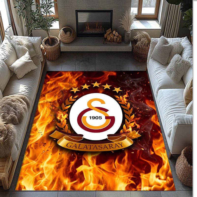 Galatasaray FC Fußballmuster Weicher Teppich rutschfest für Innenbereiche Sport Dekor Matte für Schlafzimmer