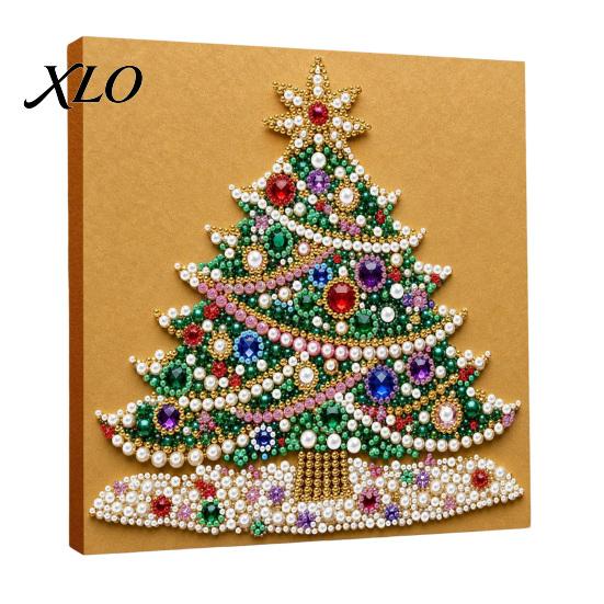 Creative Hobby Kits for Adults Christmas Faux Pearl Art Kit, DIY Santa Tree Painting Handmade Craft 3D Holiday Wall Decor Kit Adults, Gift Festive
