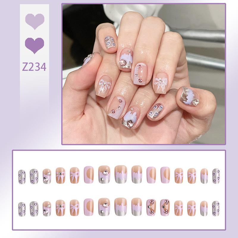 Luxurious Transparent Blush Bubble Rose Press-On Nail Set with Wearable Stickers