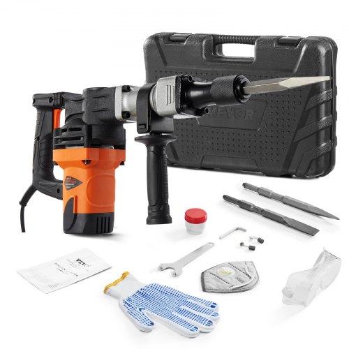 VEVOR Demolition Jack Hammer Concrete Breaker 1400W Electric Hammer 2 Chisel Bit