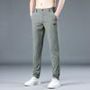 Pantaloni da uomo Vita elastica Liscio dritto Tinta unita Morbido traspirante Tasche ad asciugatura rapida Pantaloni lunghi casual quotidiani a vita media