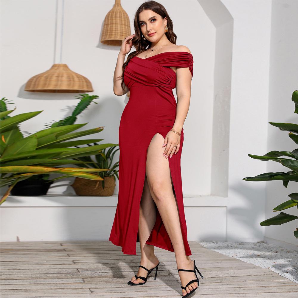 Letní dámské šaty velké velikosti bez ramínek Temperamentní francouzské dlouhé šaty