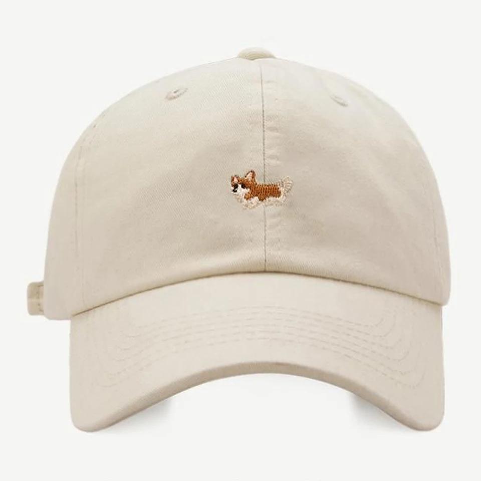 Śliczne haftowane czapki baseballowe dla mężczyzn i kobiet, kreskówka pies, regulowane osłony przeciwsłoneczne, moda, swobodna czapka hip-hopowa, swobodna czapka typu snapback, czapki trucker