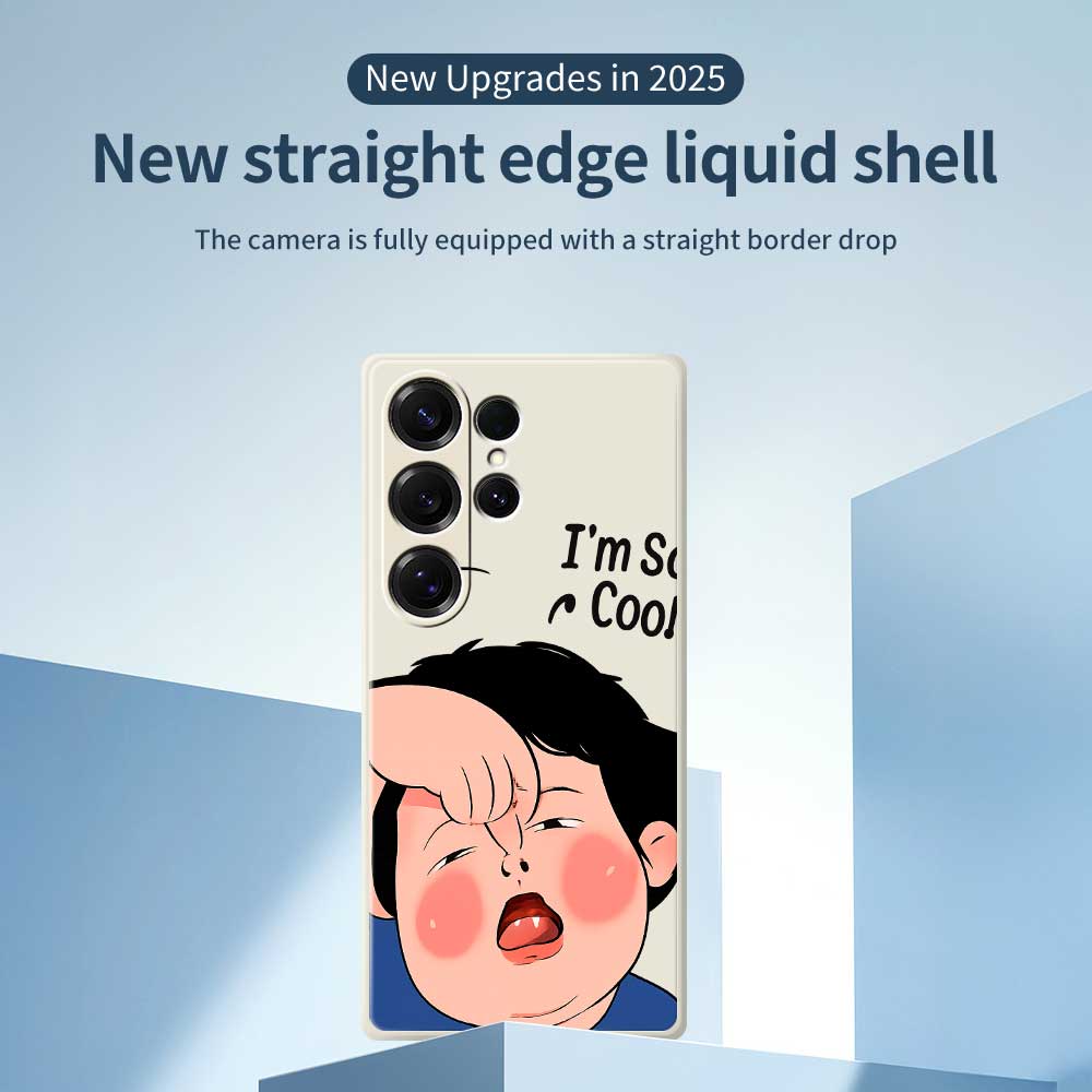 For Samsung Galaxy S25 Ultra Case Make Faces Kid Pattern Printing Straight Edge TPU Phone Back Cover
