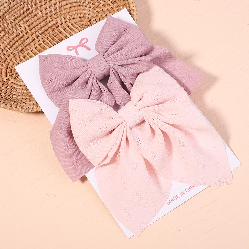 2Pcs/set Sweet Solid Bowknot Hair Clips for Women Girls Print Bows Hairpins Barrettes Duckbill Clip Headwear Hair Accessories
