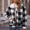 GMXIA Fashion Autumn Women's Lapel Long-sleeved Zipper Loose Checkered Double-sided Fleece Casual Jacket