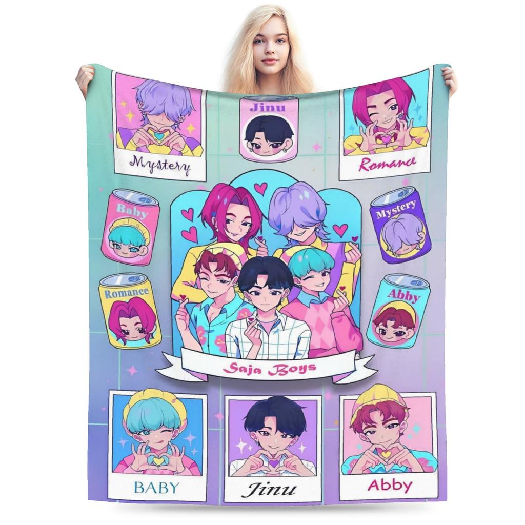 Zoey Kpop Demon Hunters Flannel Blanket Huntrix Awesome Throw Blanket for Home 125*100cm Plush Thin Quilt