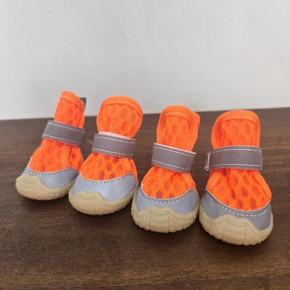 4PCS Breathable Puppy Foot Covers Reflective Pet Paw Protector Dog Mesh Shoes  Paw Protection