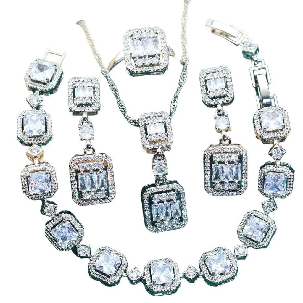 European and N Style Female Pendant with Diamond Dinner Party Wedding Accessories Lady Wedding Jewelry Set