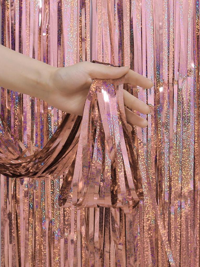 Laser Rain Curtain Tassels & Balloons for Kids' First Birthday Party Decor