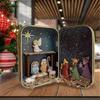 Christmas Nativity Handmade Cabin Box Theater Desktop Ornaments Jesus Nativity Set Family Nativity Scene for Xmas Decor