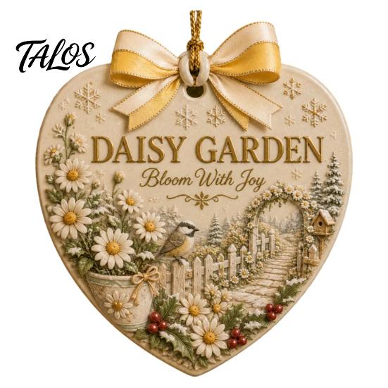 Seasonal Decorative Hanging Pieces Heart Shape Christmas Ornament, Sunflower/Lavender/Wildflower Garden Acrylic Decoration, Gift for Celebration Xmas