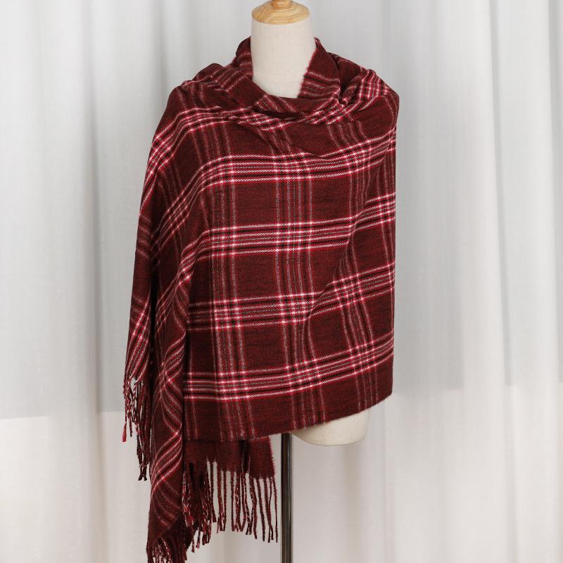 Winter Cashmere Plaid Scarf Design Women Warm Shawl Wraps Soft Pashmina Men Long Tassels Scarves Thick Blanket Foulard Bandana