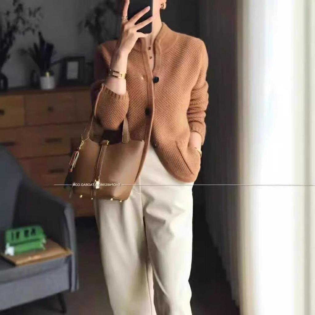 Damen Strick Frühling und Herbst Damen Modische Westliche Mode Oberteil Strickjacke Damen