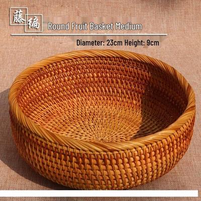 Cesta Redonda de Rattan para Armazenamento
