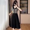 Plus Size Striped Patchwork Faux Two-Piece Slimming Short-Sleeve Summer Dress - Chic & Fashionable New Arrival