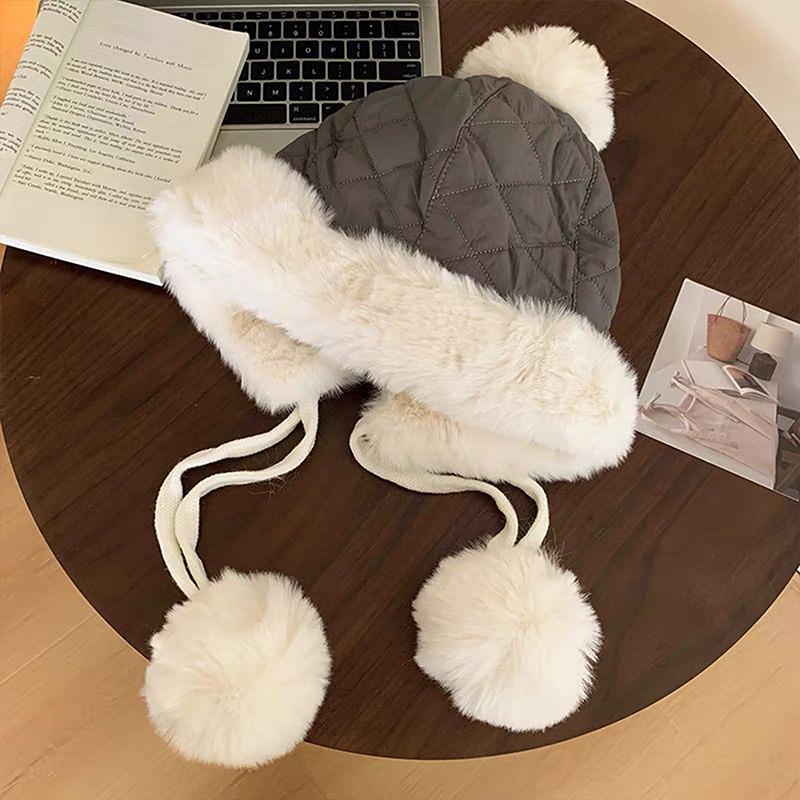 Winter Warm Hat Plush Thicken Windproof Ear Protection Cap Outdoor Cold Proof Pullover Hat For Women
